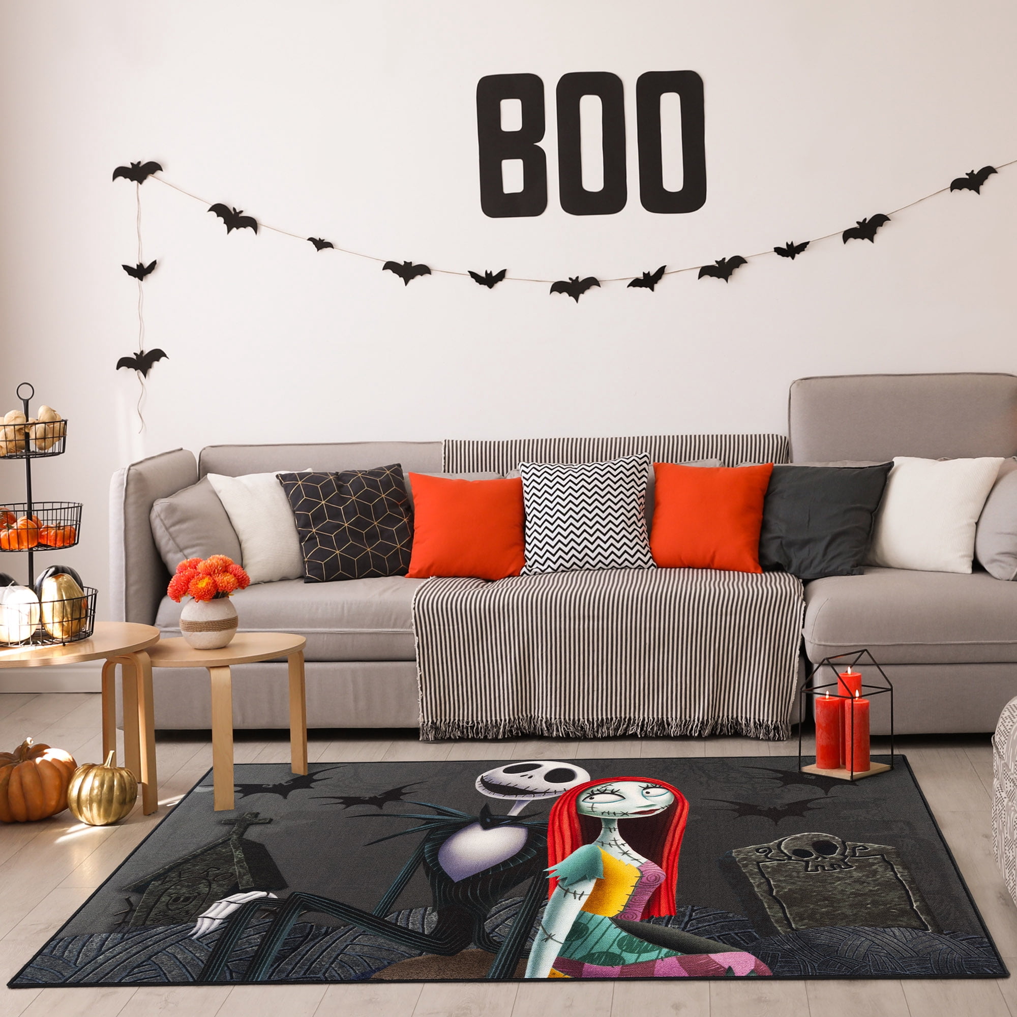 Disney Nightmare Before Christmas Jack and Sally Digital Printed Youth Indoor Area Rug, 54"x78"