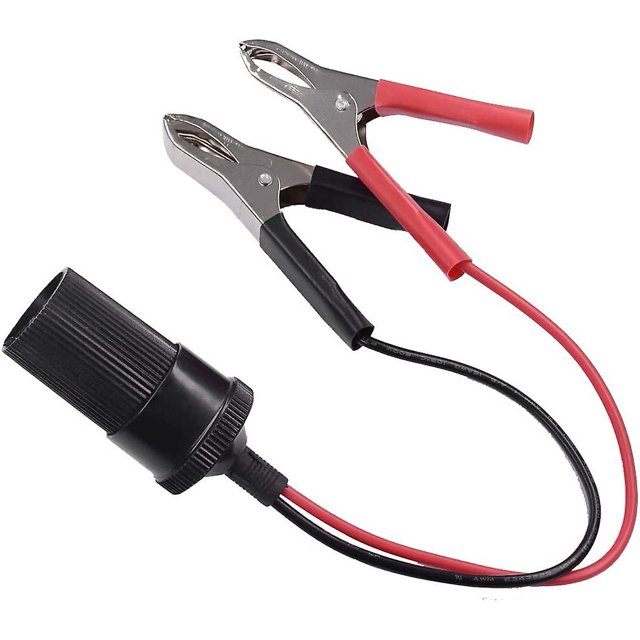 Adaptador de encendedor de cigarrillos de cable de abrazadera de cocodrilo de batería de automóvil (2 piezas, multicolor)