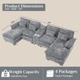 thumbnail image 3 of Wiilayok 133" U Shaped Cloud Couch Modular Sectional Couches for Living Room Fluffy Chenille Deep Seat Sofa Set with Double Chaise Lounge, Storage Central Console, Cup Holders, USB Port, Storm Gray, 3 of 9