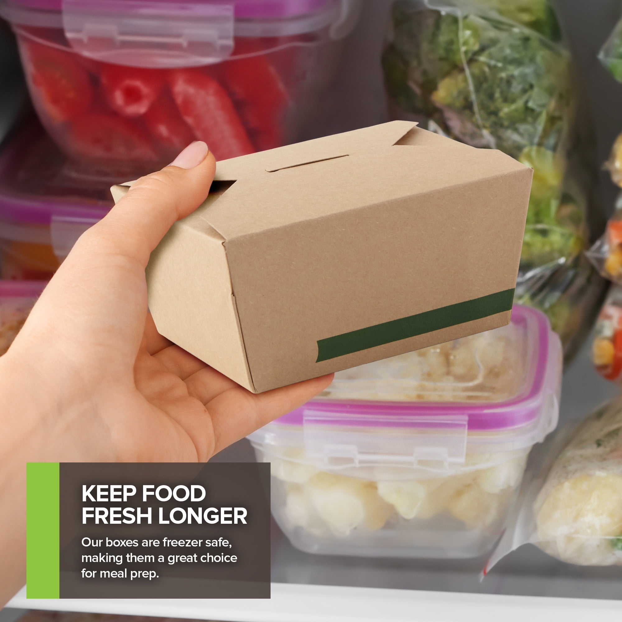 Set of 50 30 oz Food Take Out Containers Disposable Small Microwaveable Paper To Go Boxes Grease Resistant Kraft Cardboard Lunch Box Takeout