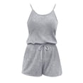 thumbnail image 6 of Women's Casual Spring Summer Solid Short Jumpsuit Elastic Waist Soft Stretchy Fabric Lounge & Outdoor Daily Wear Womens Jumpsuits | UKHCCC,Gray L, 6 of 6