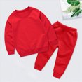 thumbnail image 2 of NOLDARES Toddler Baby Boy Fall Winter Outfit Baby Boy Clothes Long Sleeve Sweatshirt Tops + Pants 2Pcs Boy Clothing Casual Set Outfits(Red,13-14 Y), 2 of 6