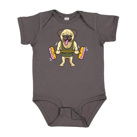 

Inktastic Pug Dog Donut Gym Workout Gift Baby Girl Bodysuit