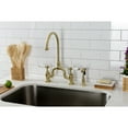 thumbnail image 2 of Kingston Brass KS7797PLBS English Country Two-Handle 3-Hole Deck Mount Bridge Kitchen Faucet with Brass Side Sprayer in Brushed Brass, 2 of 8
