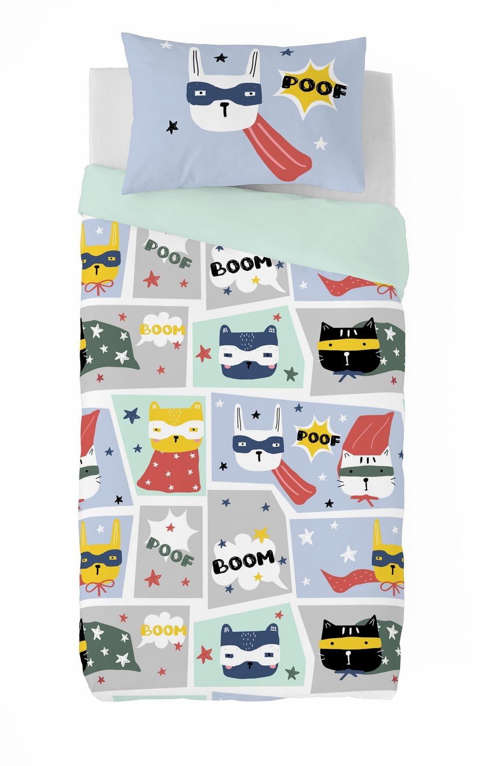 Ensemble de housse de couette Boom super-héros de Gouchee Home – Literie pour enfants réversible 2 pièces certifiée OEKO-TEX