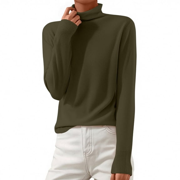 HLKJKLS Winter Clothing For Women Turtleneck Long Sleeve Knitted Pullover Wool Blend Warm Cozy Fall Winter Top Green S-3Xl