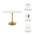 thumbnail image 3 of 48" Oval Artificial Marble Dining Table with Metal Base, Gold White, 3 of 8