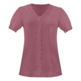 thumbnail image 4 of Lace T Shirts Polyester Half Sleeve V Neck Puff Sleeves Ladies' Casual Summer Tee, 4 of 5