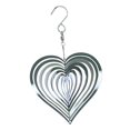 thumbnail image 3 of Corazón viento escultura inoxidable jardín cinético colgante césped giratorio Patio 3D Decoración Plata 10cm Sunnimix campanas de viento, 3 of 6