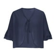 thumbnail image 4 of Women's 2025 Summer Lightweight Short Bolero Cardigan Shrug Sheer Tie Front Top Short Sleeve Jacket for Dresses, 4 of 7