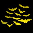 thumbnail image 2 of XIAOLE 24 Pack Halloween Bats Wall Decor, Lighted 3d Bat Stickers For Halloween Party, Luminous Bats Hanging Flags, Bedroom Window Decorations, Indoor And Outdoor Home Decor, Yellow, 2 of 9