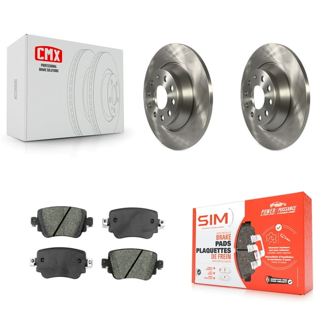 Transit Auto Rear Disc Brake Rotors and Semi-Metallic Pads Kit for Car 2016-2018 Audi Q3 Quattro K8S-102732