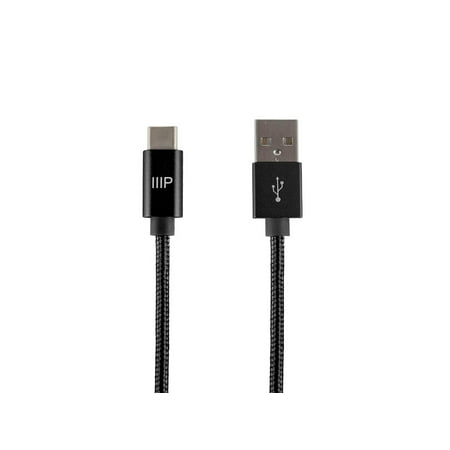 UPC: 0889028130544 | Monoprice Nylon Braided USB C to USB A 2.0 Cable – 6 Feet – Black | Type C  Fast Charging  Compatible With Samsung Galaxy S10/ Note 8  LG V20 and More – Palette Series