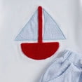 thumbnail image 4 of Splozh Baby Boy Clothes Summer Toddler Short Sleeves Embroidered Shirt Tops Gingham Shorts Set Summer Outfits Sky Blue,3-4 Years, 4 of 6