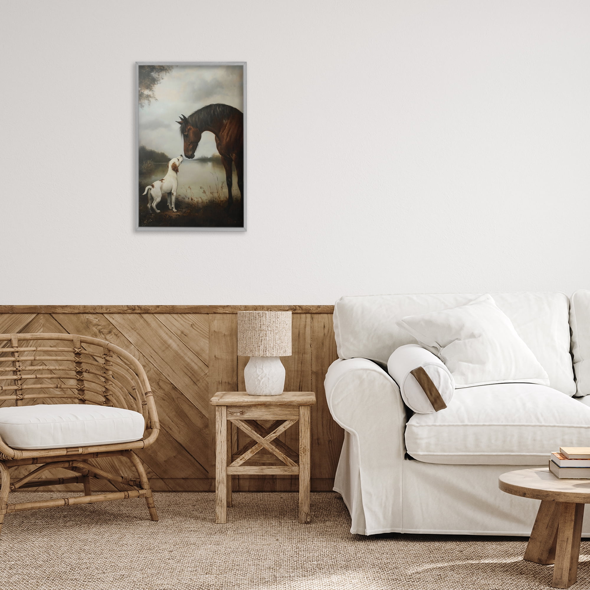 Stupell Industries Hound & Horse Companions Gray Framed Giclee Art, design by Petal Prints Design
