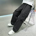thumbnail image 6 of Tfken Little Boys Cargo Pants For Child Trendy Straight-Leg Comfortable Mid Solid Color Pants Black Size 5-6 Years, 6 of 8