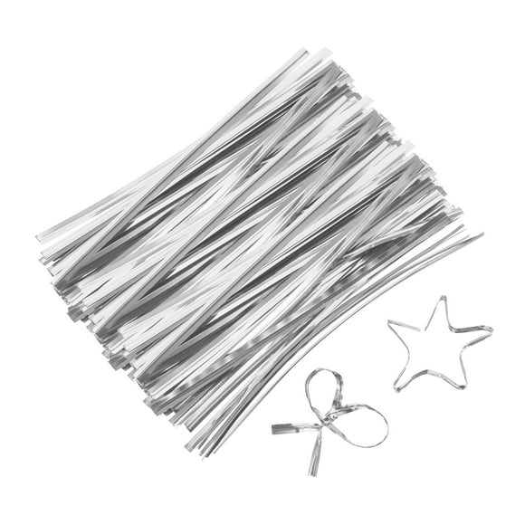 4" Twist Ties, Metallic Twist Ties, Reusable Plastic Coated Twist Ties, Pack of 800, Silver