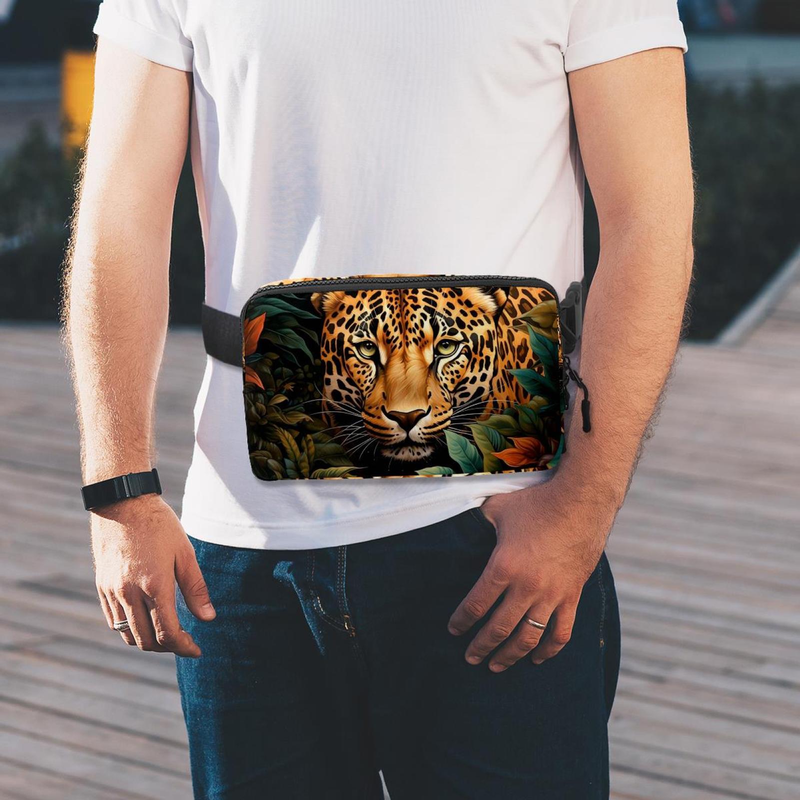 Leopard Lightweight Adjustable Sling Bag Waist Pack with Extension Strap Unisex - Ideal for Travel and Outdoor Activities