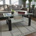 thumbnail image 2 of Tcbosik 2-Tier Coffee Table with Glass Top, Modern Cocktail Table with Storage Shelf, 38.6 inch Center Table with Metal Legs for Living Room, Black, 2 of 8