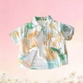 thumbnail image 5 of Beach Shirts For Boys Short Sleeve Lapel Button Down Floral Print Tops Summer Casual Loose Stylish Outfits (130, Yellow), 5 of 5