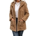 thumbnail image 2 of MOONDU Women's Sherpa Jacket Fuzzy Fleece Hooded Zip Up Long Sleeve Warm Winter Coat Oversized Outerwear with Pockets Casual Fall Winter, 2 of 7