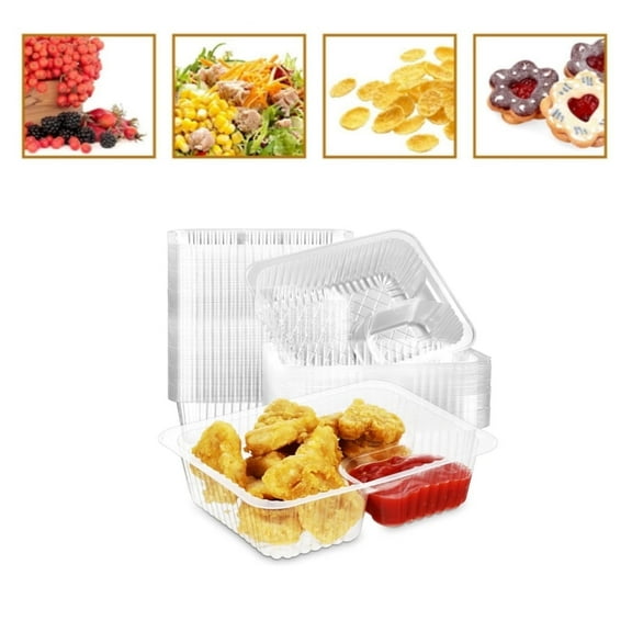 Nacho Trays for Party,6.3x5.1x1.6InPlastic Nacho Holders,2 Compartments Clear Anti-Spill Food Containers with Chip and Dip Holder,50Pcs