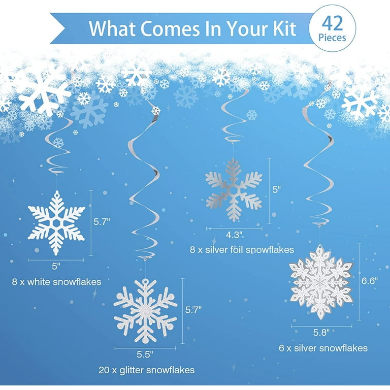 Winter Wonderland Party Decorations - 30pcs Snowflake & Snowman Hanging Swirls For Christmas Ceiling Decor