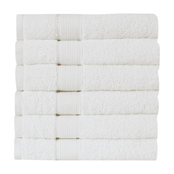 HOME ESSENTIALS 100% Cotton Luxury Hand Towels for Bathroom 12"x12", 600 GSM Soft Travel Face Towel Set of 6, Quick Dry Gym Towel, Hotel Bathroom Essentials, Super Absorbent Turkish Towel, White