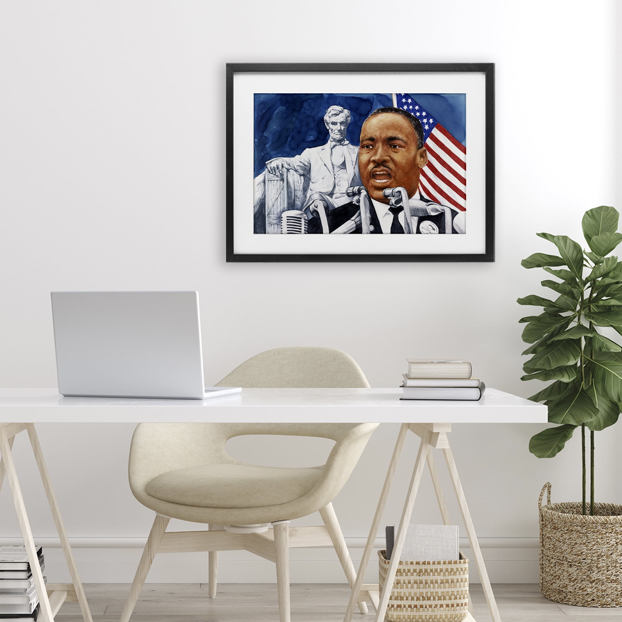 1960s American Speech Portrait Black Framed Print Under Glass, design by Wind River Studios