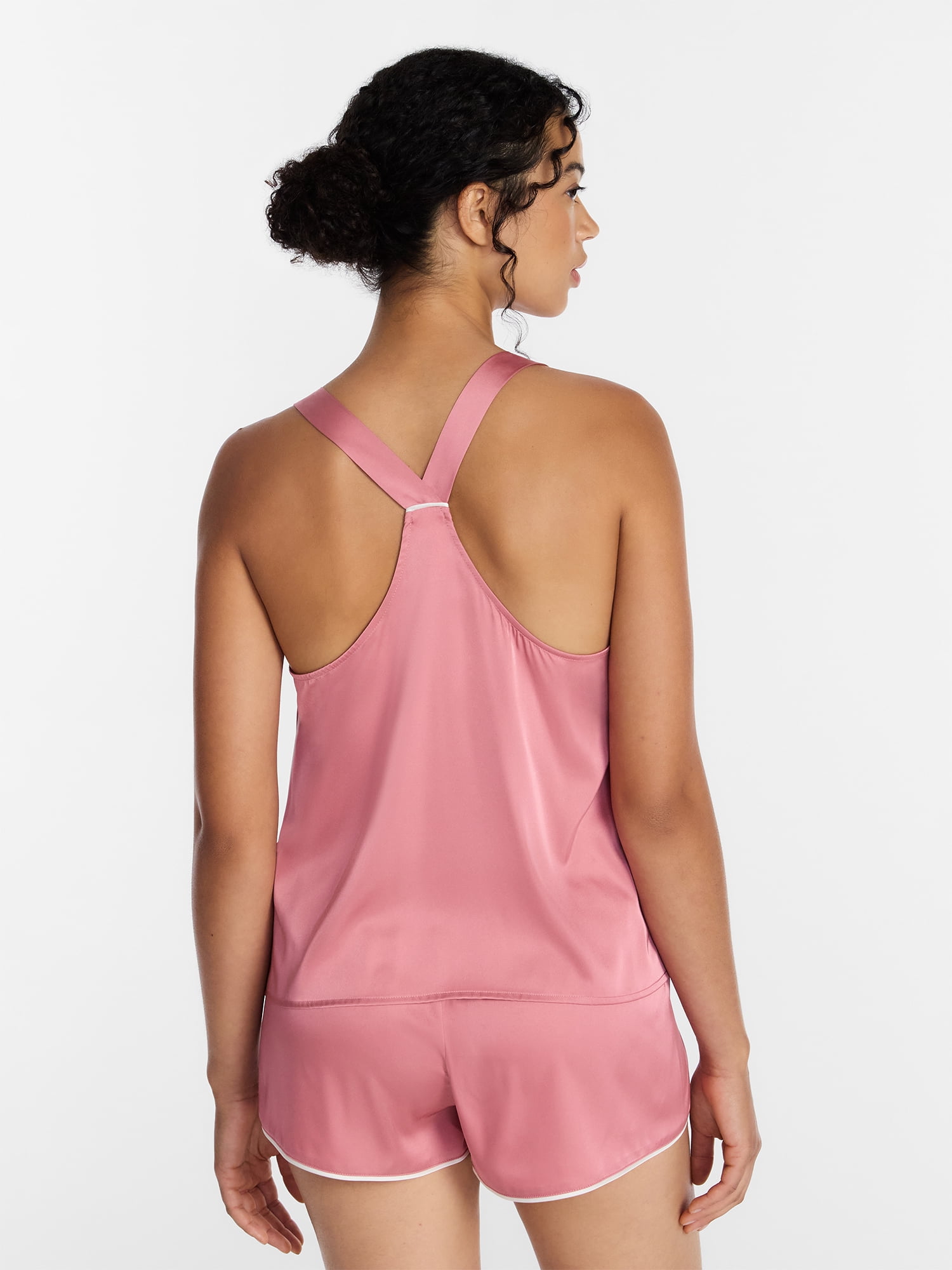 Joyspun Women’s Stretch Satin Cami and Shorts Pajama Set, 2-Piece, Sizes XS-3X