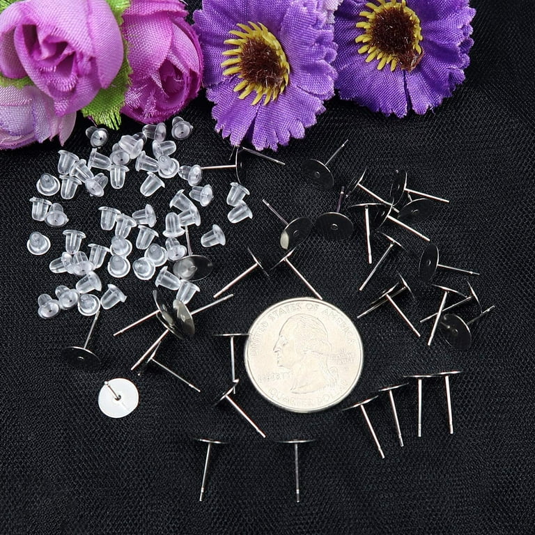 Mr. Pen- Earring Posts, 100 Pack, Silver, Earring Studs for Jewelry Making  