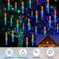 thumbnail image 3 of Morttic 11.8in 8 Tube 192 LED Meteor Shower Rain Lights Waterproof Falling Raindrop Fairy String Light for Christmas Holiday Party Patio Decor,Multicolor, 3 of 9