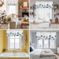 thumbnail image 5 of Navy Blue Floral Kitchen Curtain Valances for Windows Farmhouse Short Curtains, Watercolor Eucalyptus Leaves Butterfly Rod Pocket Valance Curtain for Bedroom Cafe Living Room 42"x18", 5 of 8