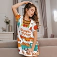 thumbnail image 3 of Easygdp Fall Pumpkins Camisón de manga corta para mujer, informal, estampado, 3 of 6