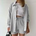 thumbnail image 4 of MDUKONU Women's Trendy Short Set Skin-Friendly Solid Color Outdoor Light Gray M, 4 of 5
