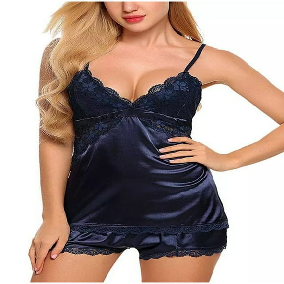 Lilgiuy Women's Lace Charming Pajama Suspender Suit for Pajama Party