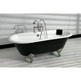 thumbnail image 4 of Aqua Eden VBT7D663013NB8 66-Inch Cast Iron Oval Double Ended Clawfoot Tub (7-Inch Faucet Drillings) in Black/White/Brushed Nickel, 4 of 12