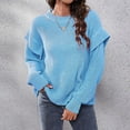 thumbnail image 2 of IROINNID Womens Sweater Round Neckline Pullover Sweater Solid Color Comfy Mid-Length Long Sleeve Pure Drop Knitted Sweater, 2 of 3