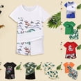 thumbnail image 2 of YUEHUA Outfit for Boys Size 8 Boys Short Sleeve Cartoon Dinosaur Prints T Shirt Tops Shorts Child Kids Outfits,Size 7-8 Years, 2 of 4