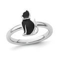 thumbnail image 1 of Bague de Chat en Argent Sterling Émaillée Noire, 1 of 4
