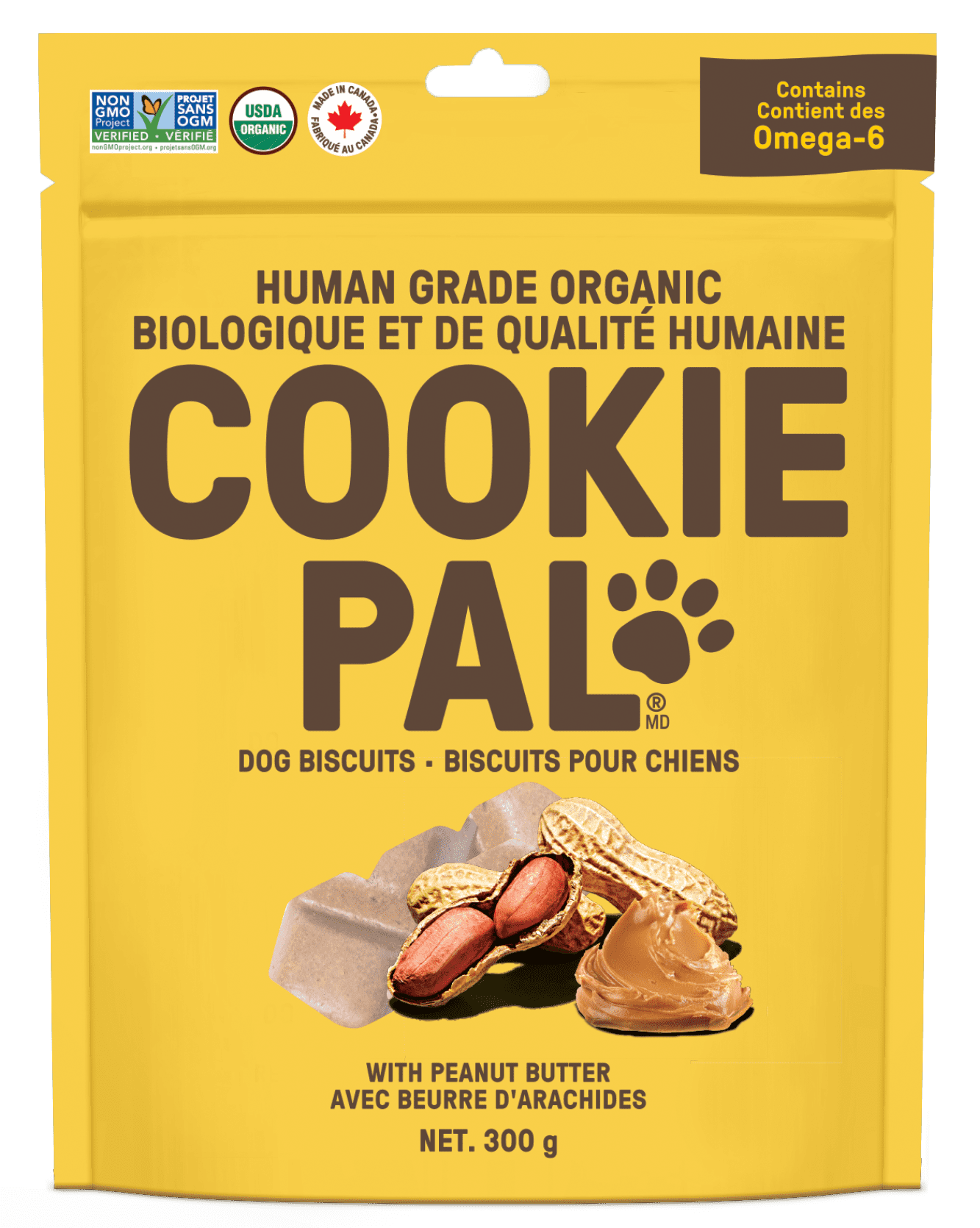 COOKIE PAL Peanut Butter Biscuits Human Grade and Organic Dog Treats 300g, COOKIE PAL PB 300g