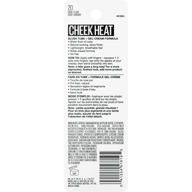 Maybelline Cheek Gel-Cream Makeup, Blush, Rose 0.27 Flush, fl Face Heat oz
