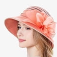 thumbnail image 6 of Wuxian Straw Hats For Women Solid Color Bow Wide Brim Summer Dress Hat Shapeable Hollowed Out Breathable Fashionable Lightweight Foldable Party Vacation Beach Sun Hat ,Orange,One Size, 6 of 6