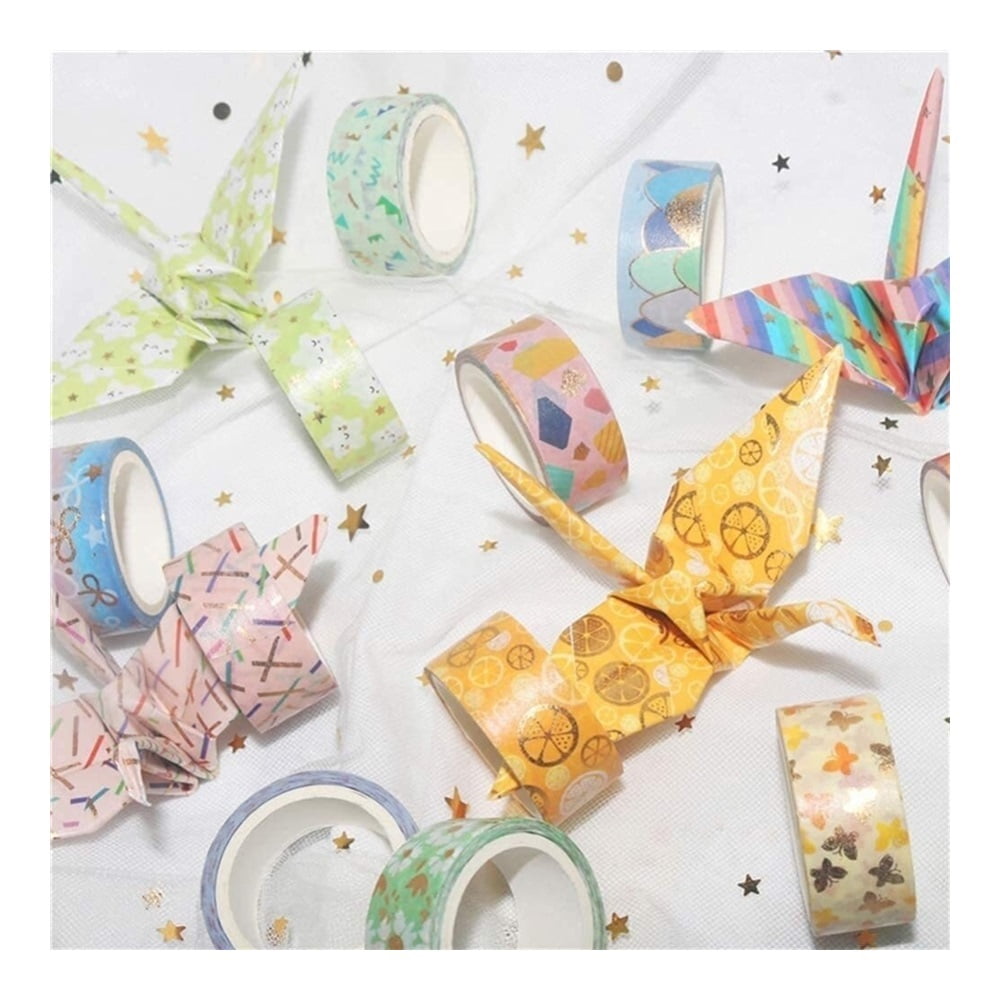Washi Tape, 12 Rolls Gold Foil Printed Decorative Masking Tape for Arts and Crafts, Scrapbooking, Bullet, Journal, Planning, Gifts, Decoration (Candy 12)