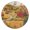 Gold, variant on Countryside Scene Autumn Field Trees Cabins Round Wall Clock Silent Analog Battery Operated Gold Pointer Home Decor 9.84" Diameter