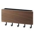 thumbnail image 1 of Organizador de llaves de pared de madera marrón con diseño japonés sin taladros y 5 ganchos para el hogar, 1 of 5