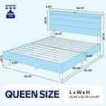 thumbnail image 2 of Greenstell Queen Size Bed Frame with Upholstered Storage Headboard and LED Light, Bed Platform with Charging Station, USB Ports, Under-bed Storage, White, 2 of 8