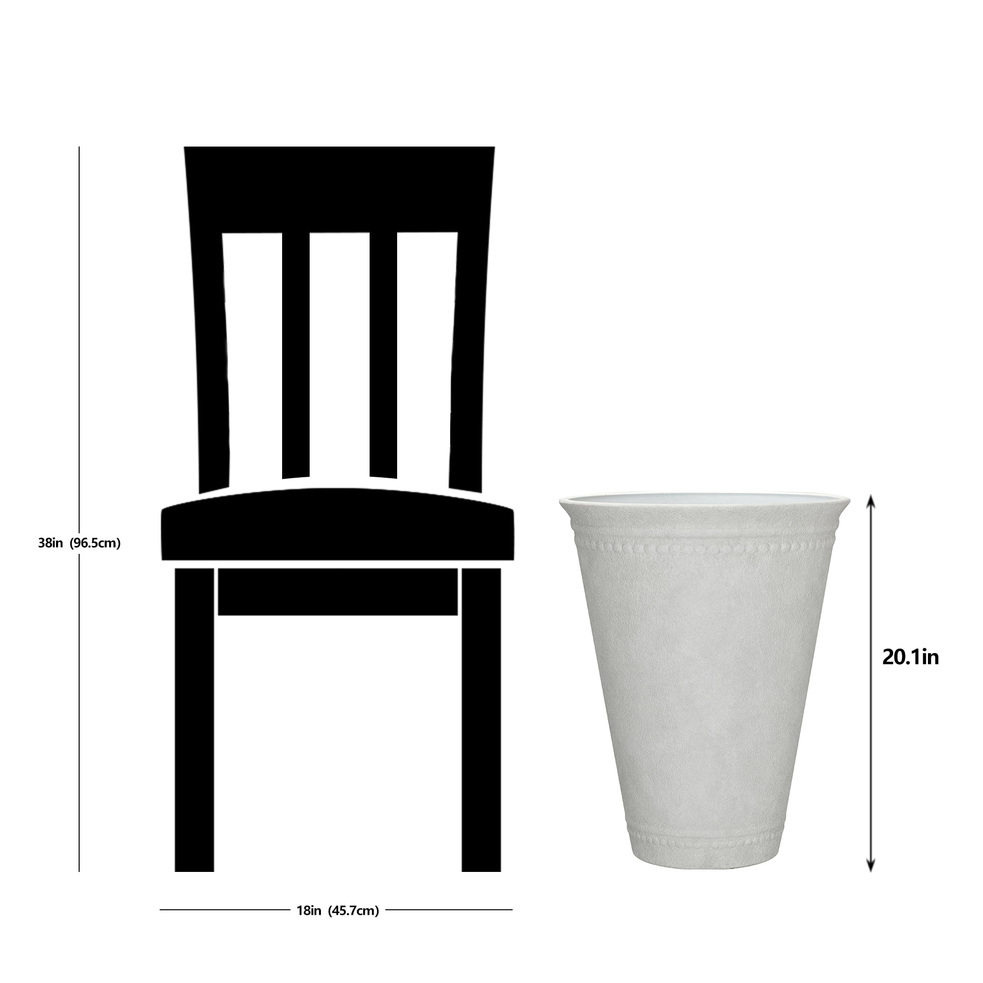 My Texas House Asti Tall White Planter - 16.1'' D x 20.1'' H, 100% Recycled Resin