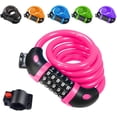 thumbnail image 1 of Bicycle Lock ,120cm / 12mm Cable Lock Security Level Very High with 5-Digit Number Code Combination Lock Bicycle Holder Bicycle Lock Numbers for Bicycle Tricycle Scooter Bike Lock Pink, 1 of 7