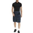 thumbnail image 4 of YAYUBA Men's Kilt for Men Retro Scottish Style Plaid Contrast Waistband Pleated Skirt, Blue, 4 of 7